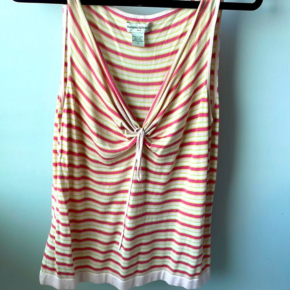 Vintage Banana Republic Striped Silk Blend Tank XL Career Layering Tie